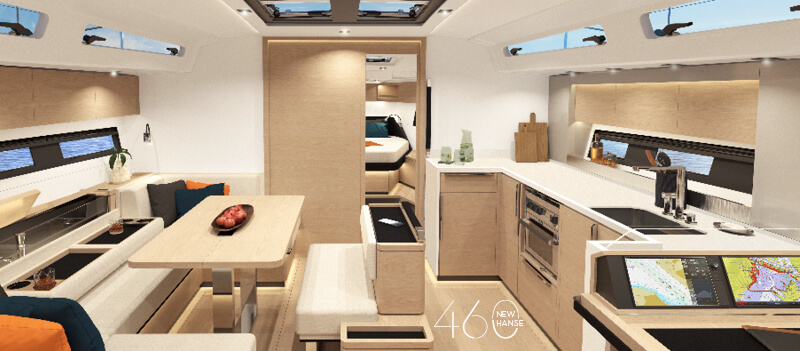 The New Hanse 460 below deck